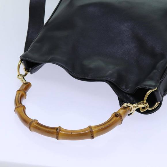 GUCCI Bamboo Shoulder Bag Leather 2way Black Auth 70623 - Picture 6 of 16